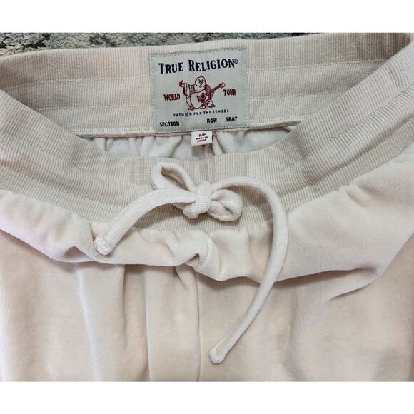 True Religion Cream Velour Jogger Pants Women’s Size Small - Picture 4 of 9